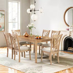 GDFStudio Marcus Modern 7 Piece Rubber Wood Dining Table Set with 6 Upholstered Chairs