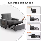 Dyonery 42.5 Canapé-lit convertible avec lit gigogne, fauteuil inclinable 3-en-1 avec dossier réglable, ports USB et tablette latérale