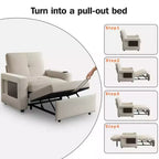 Dyonery 42.5 Canapé-lit convertible avec lit gigogne, fauteuil inclinable 3-en-1 avec dossier réglable, ports USB et tablette latérale