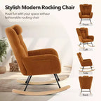 COZONY Lot de 2 fauteuils à bascule modernes rembourrés, fauteuil à bascule d'appoint haut de gamme avec poche latérale pour salon ou chambre d'enfant