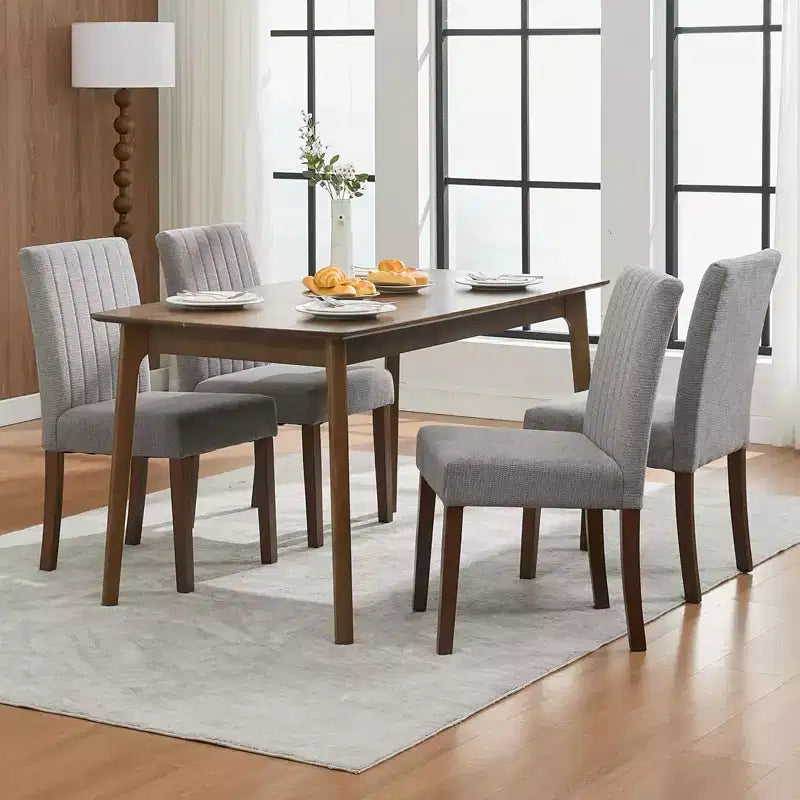 Lot de 2 chaises de salle à manger rembourrées, chaises d'appoint de cuisine modernes en tissu, conception Parsons en lin doux avec pieds en bois robustes pour la salle à manger