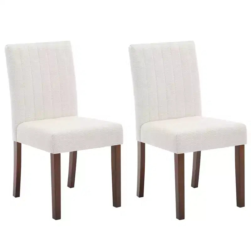 Lot de 2 chaises de salle à manger rembourrées, chaises d'appoint de cuisine modernes en tissu, conception Parsons en lin doux avec pieds en bois robustes pour la salle à manger