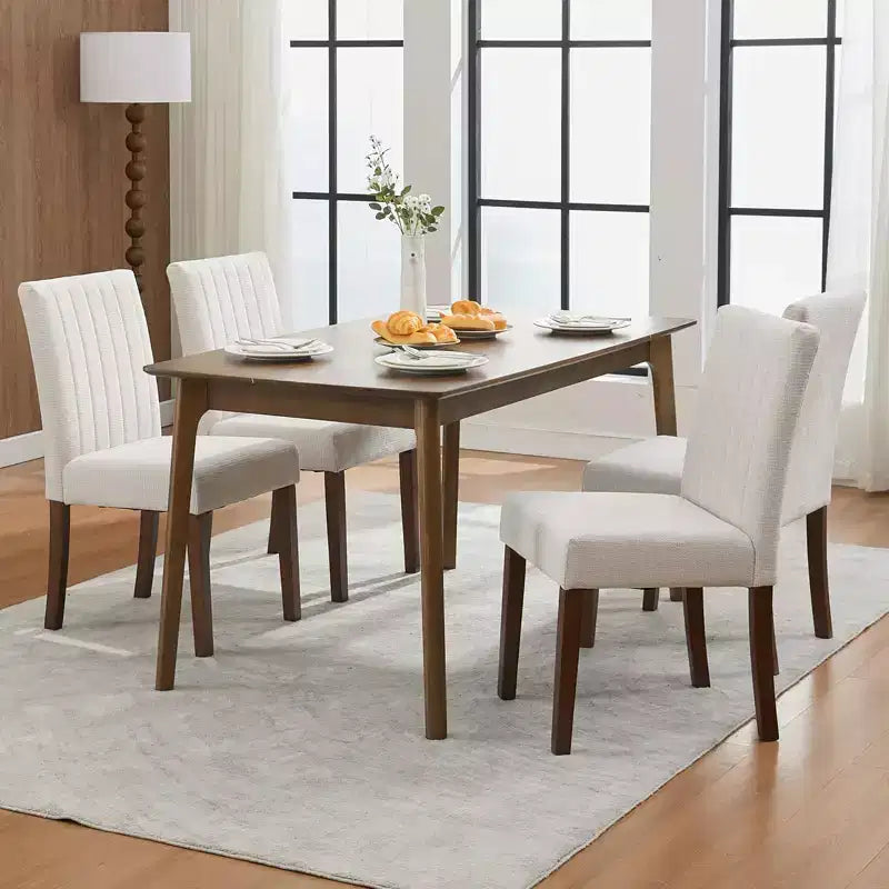 Lot de 2 chaises de salle à manger rembourrées, chaises d'appoint de cuisine modernes en tissu, conception Parsons en lin doux avec pieds en bois robustes pour la salle à manger