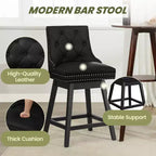 Tabourets de bar modernes KERDOM avec dossier, tabourets de bar rembourrés en cuir PU avec pieds en bois massif, lot de 2/4