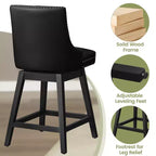 Tabourets de bar modernes KERDOM avec dossier, tabourets de bar rembourrés en cuir PU avec pieds en bois massif, lot de 2/4