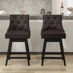 Tabourets de bar modernes KERDOM avec dossier, tabourets de bar rembourrés en cuir PU avec pieds en bois massif, lot de 2/4