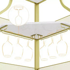 Meuble à Vins, Bar à Vins d'Angle de Style Ferme avec Porte-Bouteilles Amovible et Range-Verres, Unité de Rangement Compacte pour Alcool et Café avec Porte Grillagée