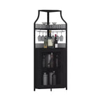 Meuble à Vins, Bar à Vins d'Angle de Style Ferme avec Porte-Bouteilles Amovible et Range-Verres, Unité de Rangement Compacte pour Alcool et Café avec Porte Grillagée