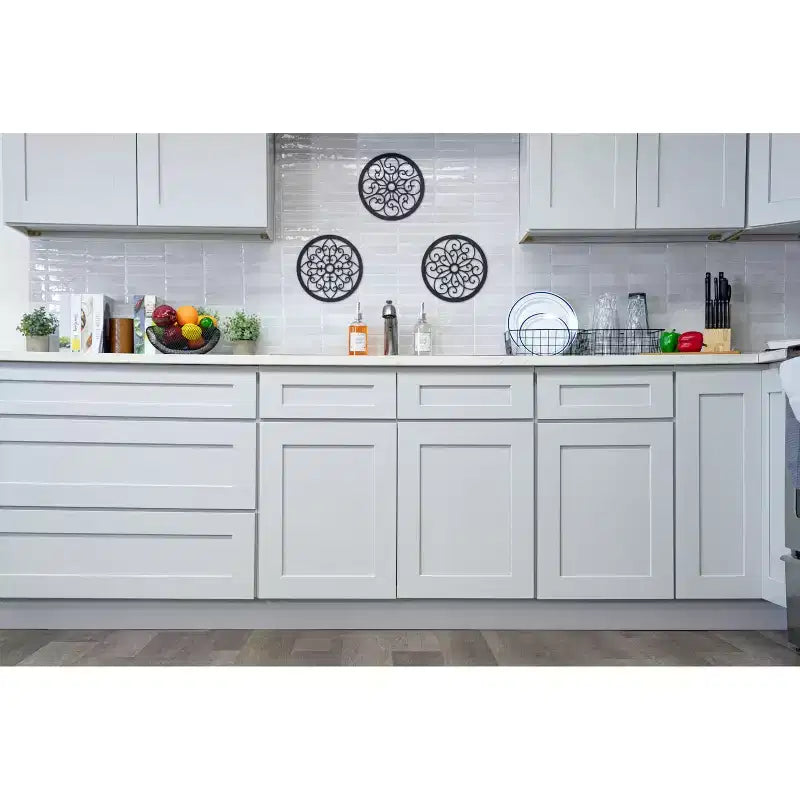 CASAINC 15 L x 60 H x 12 P Armoire de cuisine basse Shaker avec porte et tiroirs doubles, cadre en bois massif, peinture à faible teneur en COV à base d'eau, RTA, Gris Colombe