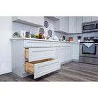 CASAINC 15 L x 60 H x 12 P Armoire de cuisine basse Shaker avec porte et tiroirs doubles, cadre en bois massif, peinture à faible teneur en COV à base d'eau, RTA, Gris Colombe