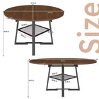 GDFStudio Rakesh Table à manger ronde extensible moderne en métal avec étagère à grille métallique
