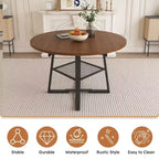 GDFStudio Rakesh Table à manger ronde extensible moderne en métal avec étagère à grille métallique