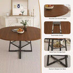 GDFStudio Rakesh Table à manger ronde extensible moderne en métal avec étagère à grille métallique