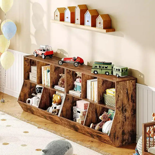 ACOINEL 35.4 Bibliothèque pour enfants avec pied de lit - Rangement de jouets, étagère à jouets pour enfants et meuble de rangement à 5 casiers