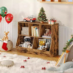 ACOINEL 35.4 Kids Bookshelf with Bookcase Footboard - Toy Storage Cubby, Children's Toy Shelf & 5-Cubby Storage Cabinet