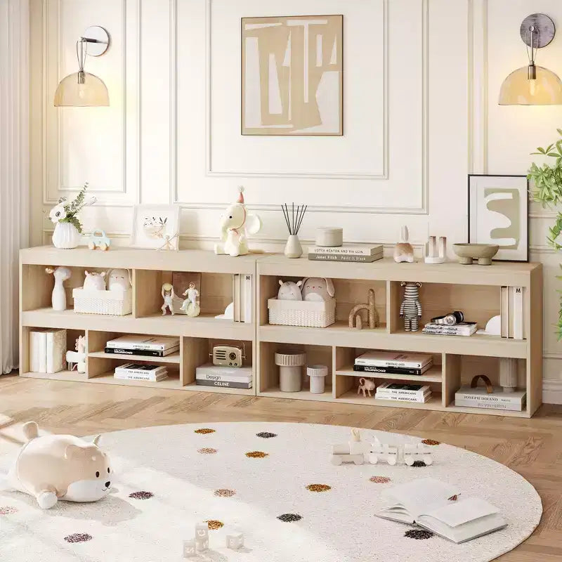 Organisateur de rangement de jouets, bibliothèque en bois à 6 cubes pour enfants avec accents métalliques, bibliothèque à jouets pour salle de jeux, chambre d'enfant, salle de classe