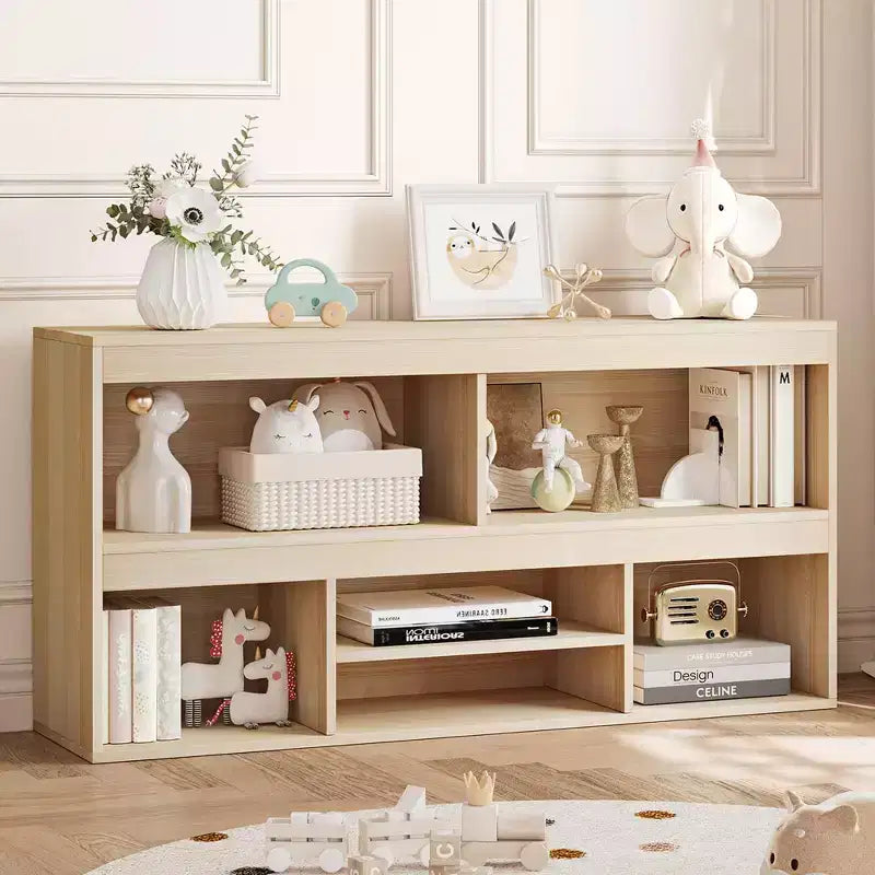 Organisateur de rangement de jouets, bibliothèque en bois à 6 cubes pour enfants avec accents métalliques, bibliothèque à jouets pour salle de jeux, chambre d'enfant, salle de classe