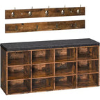 Banc de rangement pour chaussures ACOINEL avec coussin, banc d'entrée de 100 cm (39,4 po) avec 12 compartiments, arbre de vestibule et porte-manteau, capacité de 150 kg (330 lb)