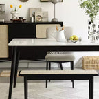 Banc de salle à manger GDFStudio Rohit Farmhouse 47 en bois de chêne avec détails en rotin