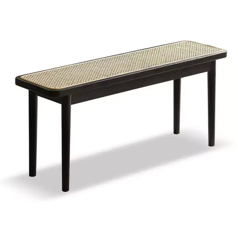 Banc de salle à manger GDFStudio Rohit Farmhouse 47 en bois de chêne avec détails en rotin