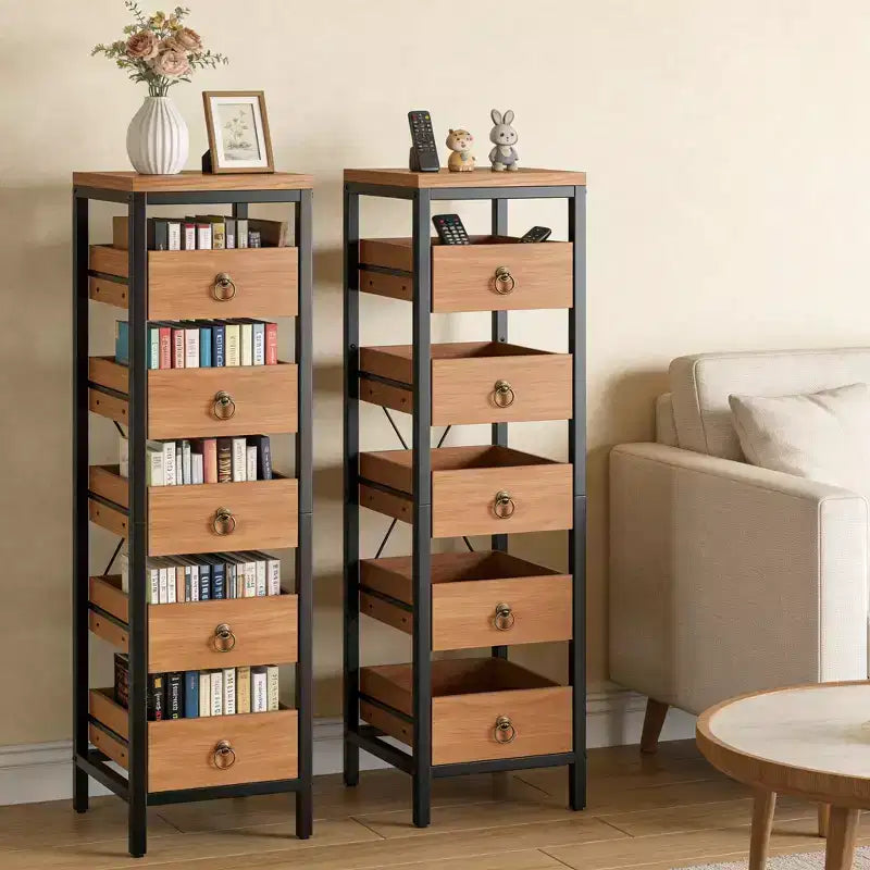 Étagère de rangement métallique fine à 5 niveaux avec tiroirs coulissants, étagère organisatrice pour espaces étroits pour la cuisine, le garde-manger, la salle de bain et la maison