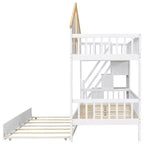 Lit superposé GDF Studio Albright en bois avec toit, escalier de rangement et lit gigogne