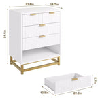 Commode, Meuble à 5 tiroirs scandinave blanc élégant, Rangement polyvalent pour chambre à coucher et salon
