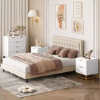 Commode, Meuble à 5 tiroirs scandinave blanc élégant, Rangement polyvalent pour chambre à coucher et salon