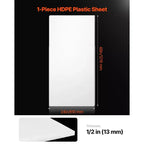 Panneau de feuille plastique VEVOR en PEHD, 1 pack de panneau en plastique de polyéthylène haute densité, 24 x 48 pouces, 1/2 pouce d'épaisseur, blanc