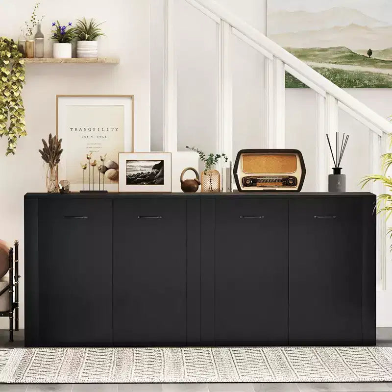 Meuble de rangement au sol Costway Buffet vaisselier avec portes doubles et bar à café en bois
