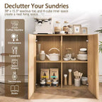Meuble de rangement au sol Costway Buffet vaisselier avec portes doubles et bar à café en bois