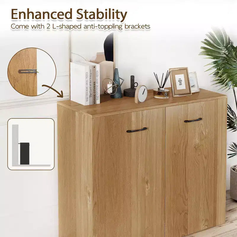 Meuble de rangement au sol Costway Buffet vaisselier avec portes doubles et bar à café en bois