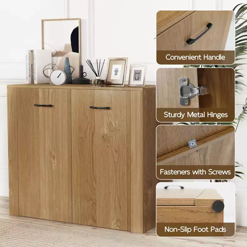 Meuble de rangement au sol Costway Buffet vaisselier avec portes doubles et bar à café en bois