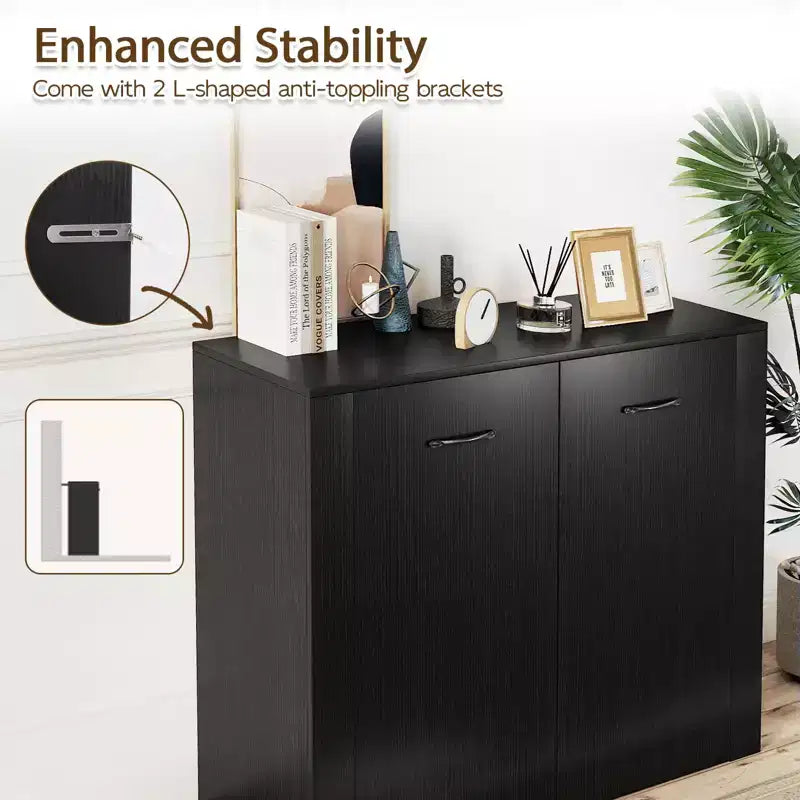 Meuble de rangement au sol Costway Buffet vaisselier avec portes doubles et bar à café en bois