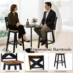 Lot de 2 tabourets de bar pivotants Costway 73,5 cm avec dossier, grand siège et repose-pieds pour îlot de cuisine