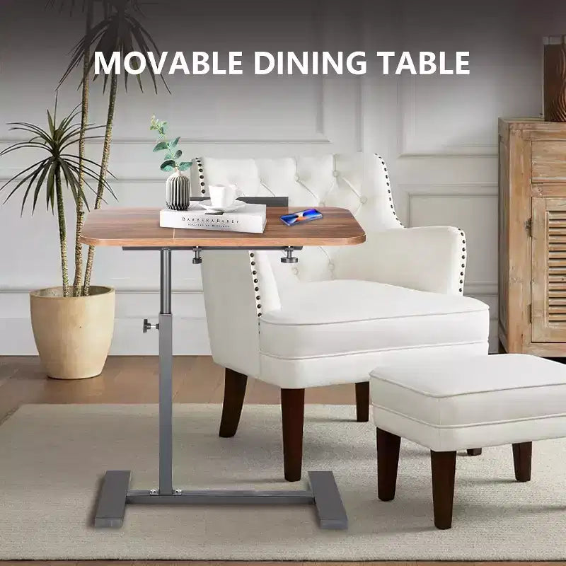 Table de lit à roulettes, Bureau d'ordinateur portable inclinable à double plateau avec tiroir pour hôpital et domicile, Réglable en hauteur
