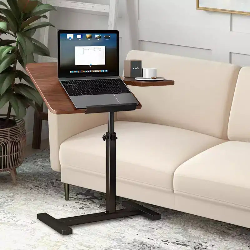 Table de lit à roulettes, Bureau d'ordinateur portable inclinable à double plateau avec tiroir pour hôpital et domicile, Réglable en hauteur