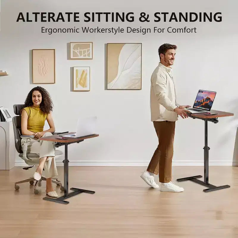 Table de lit à roulettes, Bureau d'ordinateur portable inclinable à double plateau avec tiroir pour hôpital et domicile, Réglable en hauteur
