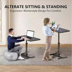 Table de lit à roulettes, Bureau d'ordinateur portable inclinable à double plateau avec tiroir pour hôpital et domicile, Réglable en hauteur