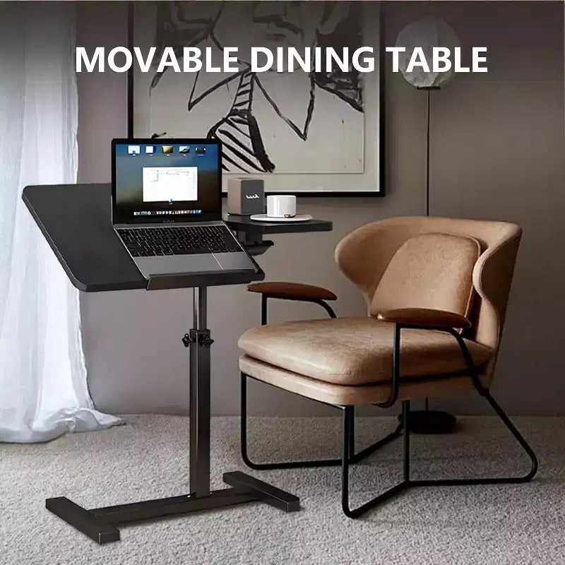 Table de lit à roulettes, Bureau d'ordinateur portable inclinable à double plateau avec tiroir pour hôpital et domicile, Réglable en hauteur
