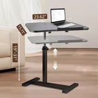 Table de lit à roulettes, Bureau d'ordinateur portable inclinable à double plateau avec tiroir pour hôpital et domicile, Réglable en hauteur