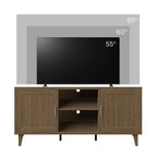 JVNOXK Meuble TV Médiéval Moderne de 60 pouces, Meuble de Divertissement avec Deux Portes et Gestion des Câbles, Convient aux TV de 65 pouces et moins, Noyer