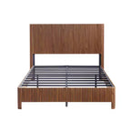 Cadre de lit plateforme en bois pour lits Double/Queen/King avec accents ondulés - ModernLuxe