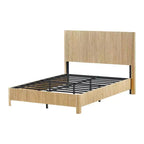 Cadre de lit plateforme en bois pour lits Double/Queen/King avec accents ondulés - ModernLuxe