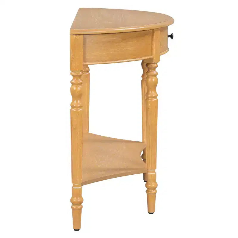 Table console demi-lune Luxystar avec tiroir et étagère pour entrée et salon