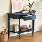 Table console demi-lune Luxystar avec tiroir et étagère pour entrée et salon