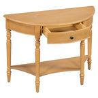 Table console demi-lune Luxystar avec tiroir et étagère pour entrée et salon