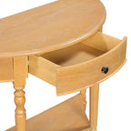 Table console demi-lune Luxystar avec tiroir et étagère pour entrée et salon