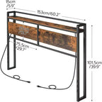 Tête de lit ACOINEL Queen Size avec station de charge (2 prises et 4 ports USB), tête de lit à hauteur réglable avec étagère de rangement