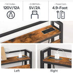 Tête de lit ACOINEL Queen Size avec station de charge (2 prises et 4 ports USB), tête de lit à hauteur réglable avec étagère de rangement